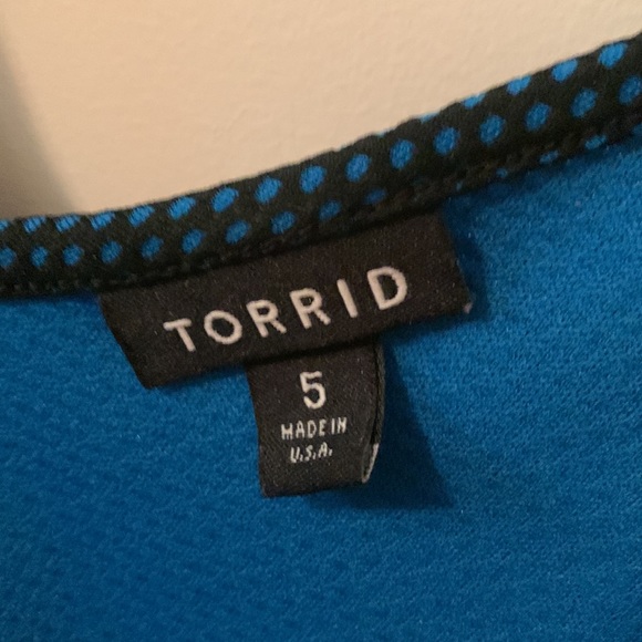 Torrid black w/blue dots sleeveless front & back v-necks skater swing dress 5x - Picture 7 of 10